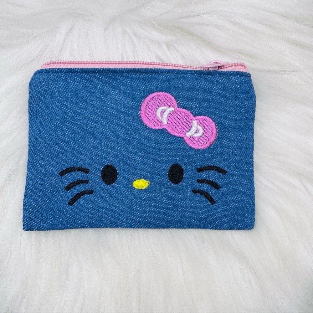 Hello Kitty Denim Blue Pouch with Pink Bow